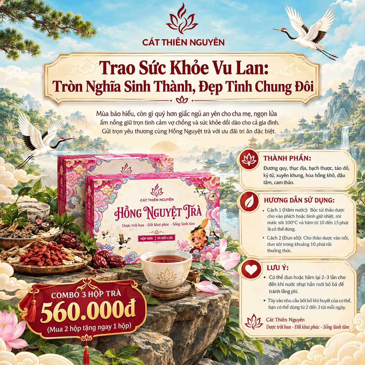 Hồng nguyệt trà 10 gói